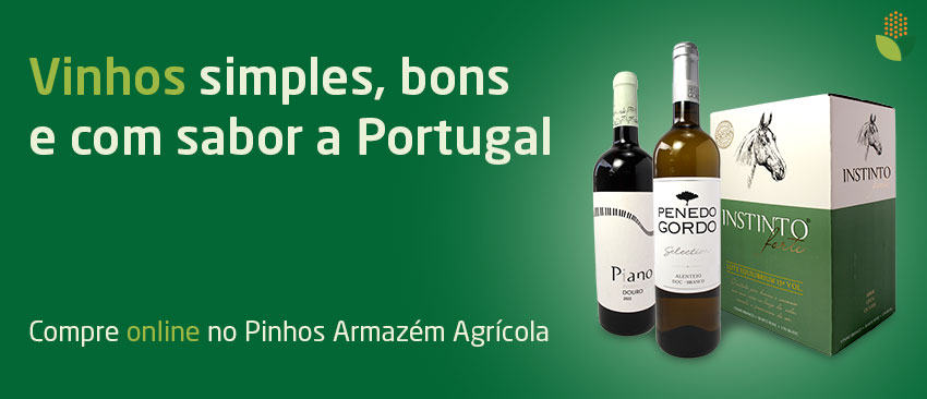 Banner promocional de vinhos portugueses simples e bons com preços acessíveis.