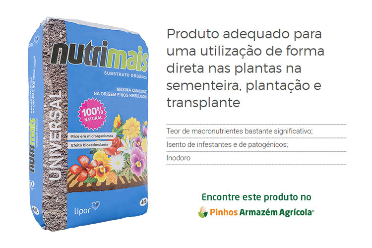 Infografia informativa sobre o substrato orgânico Nutrimais Universal
