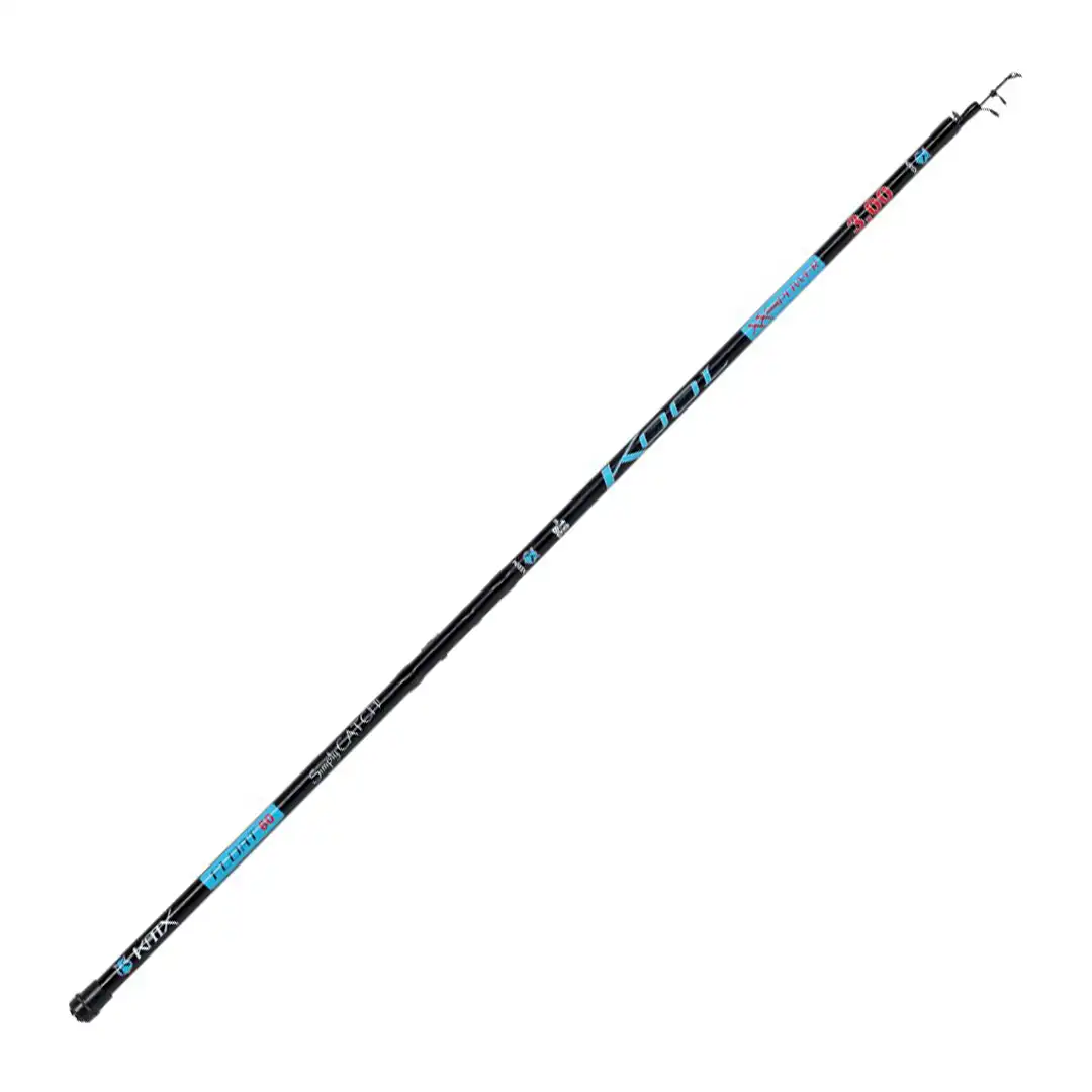 Cana de pesca à bolonhesa telescópica KATX Kool XX-Power Float 80, preta e azul, com passadores